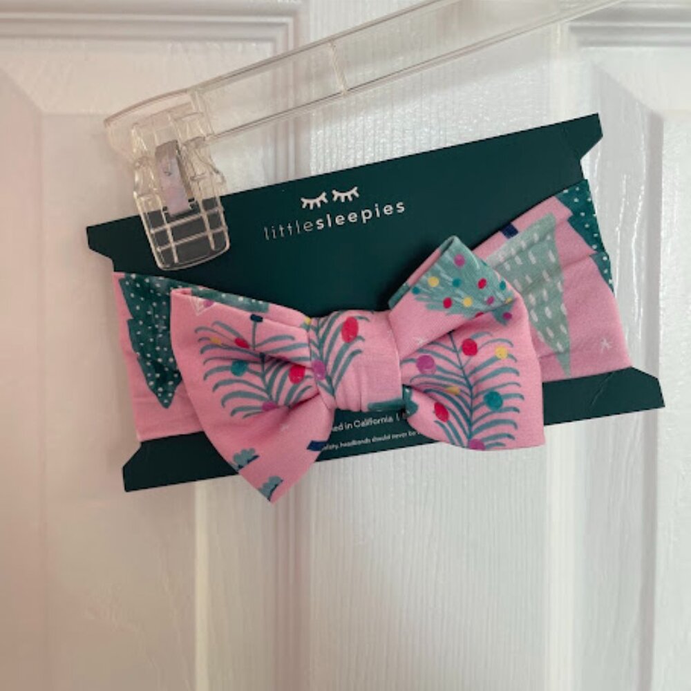 Little Sleepies Newborn Twinkling Trees Pink Luxe Bow Headband